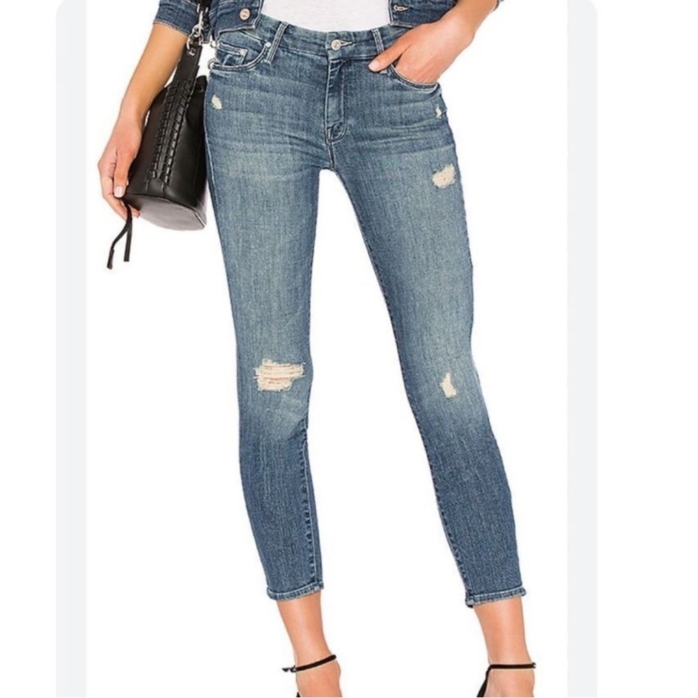 Mother The Looker Cropped Distressed Jeans Women size 25 Gypsy Blue